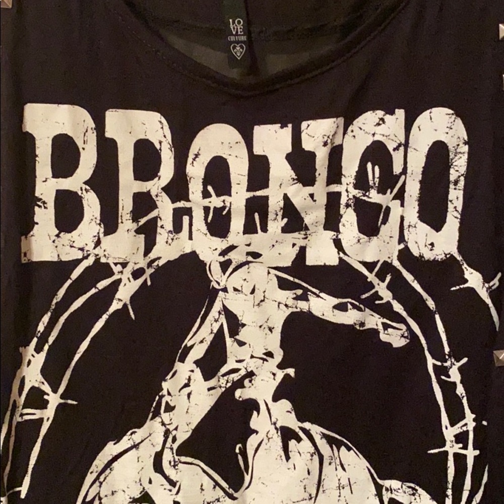 Bronco studded tank with a slit in the back!